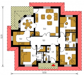 Floor plan of ground floor - BUNGALOW 71